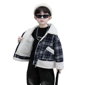
Boys' velvet windproof jacket, autumn and winter new style, children's thickened breathable top, handsome woolen coat, machine washable