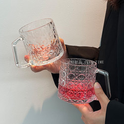 Engraved Glass Cup with Handle, Creative and Beautiful for Home Use, Transparent Drinking Cup for Girls, Suitable for Water, Drinks, Iced Coffee, Mug