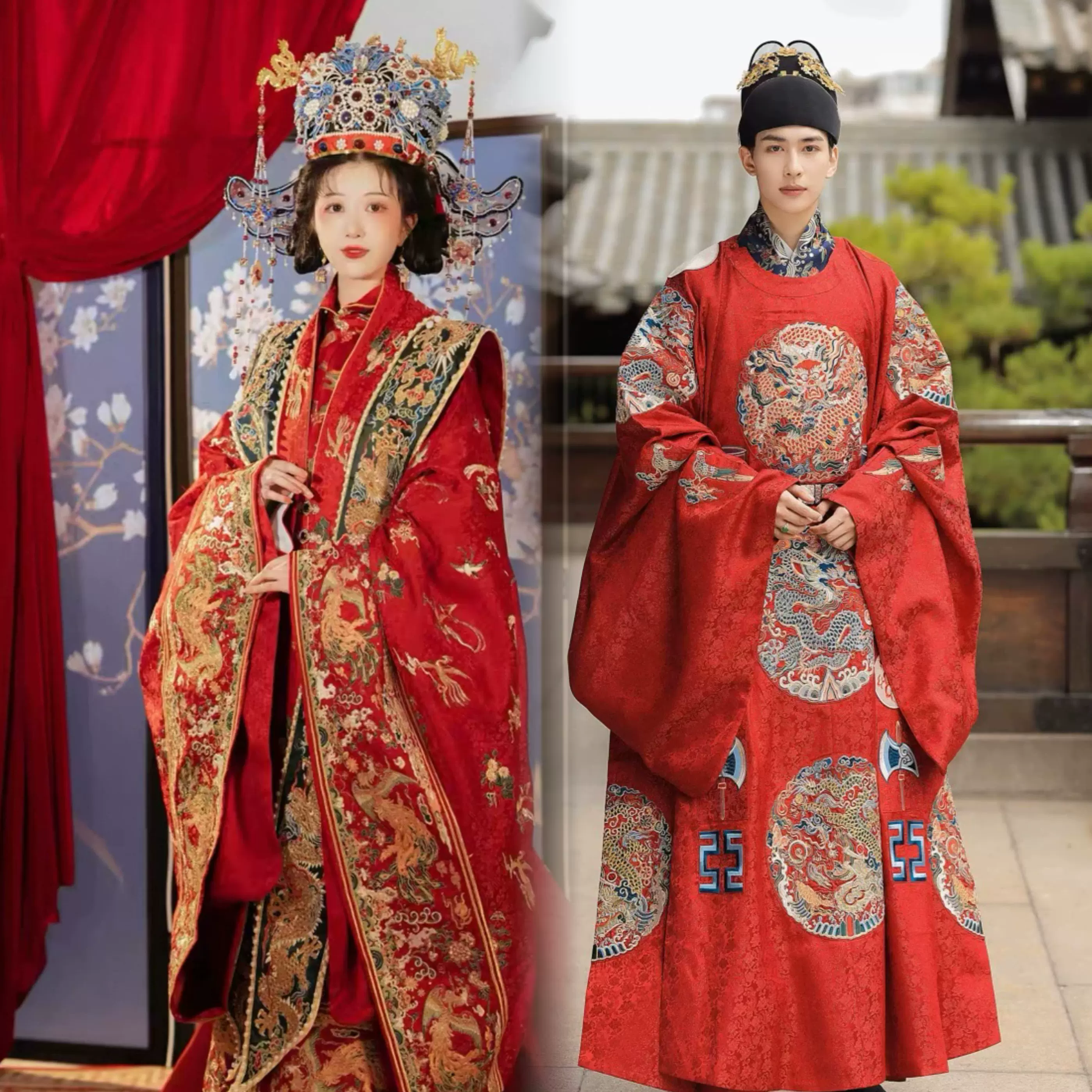百鳥朝鳳披風 白赤金色ロングアウター　中国伝統衣装　織錦　西陣織　結婚式明製漢服 楽天市場】中国風 結婚式 新郎 新婦 中華服 2点セット チャイナ