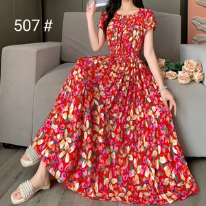 
Two large cotton silk dresses, summer beach vacation, beach slim long skirt, floral high-waist fairy skirt