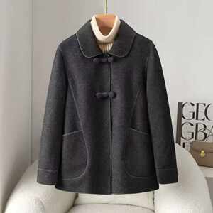 
Chinese style double-sided wool coat for women short middle-aged and elderly women's spring and autumn new small wool coat