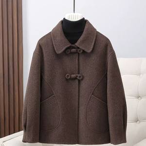 Double-sided cashmere coat for women short mother suit 2025 spring new loose temperament wool small wool coat