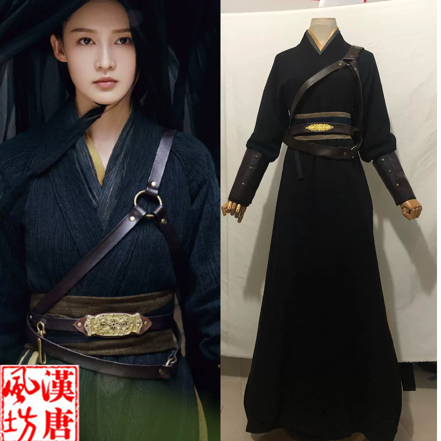锦绣南歌李沁沈骊歌同款古装黑色女侠写真服女