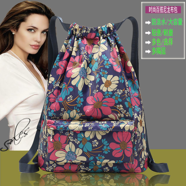 New style waterproof nylon cloth backpack, large capacity drawstring ...