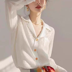 Authentic Gejia Women's Clothing 2026 Spring New French Style Elegant White Shirt Unique and Beautiful Chiffon Blouse