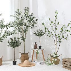 Nordic Artificial Olive Tree Potted Plant, Trendy Green Plant, Fake Plant for Indoor Living Room, Guesthouse, Storefront, Window Display, Floor Decoration