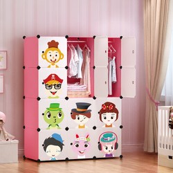 Children's Simple Wardrobe Cartoon Baby Infant Assembly Fabric Plastic Storage Cabinet Simple Modern Economical Type