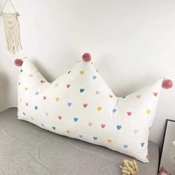 Solid Color Princess Crown Cushion Plush Bedside Cushion