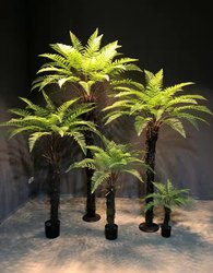 Simulated Green Plant Ornaments, Indoor Large Floor-Standing Potted Plants, Silver Fern Simulated Trees, High-End Living Room Light Luxury Landscaping Decoration