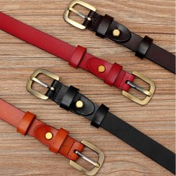 Classic and Versatile [100% Top-Grain Soft Cowhide] Genuine Leather Belt for Women, Narrow Belt, Versatile for Jeans