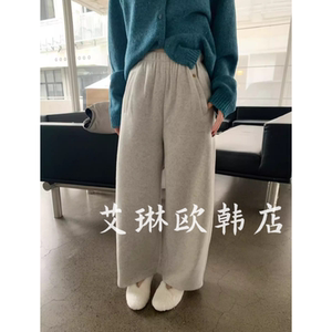 10.23~Kaman Korean Standard 21227 Winter Elastic Waist Loose Fleece Wool Harem Pants Granny Pants Casual Pants
