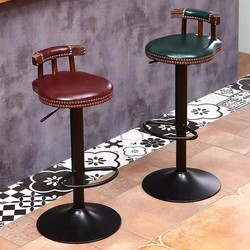 Bar Stool Retro Simple Bar Chair American Style Adjustable Swivel Cashier Front Desk Chair with Backrest Home High Stool