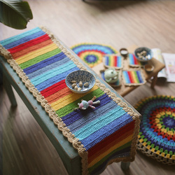 Rainbow Mori Girl Pastoral Colorful Pop Table Flag Seat Cushion Coaster