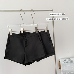 Peach Self-made Real Wear W Small Black Pants All-match Black Thin Multi-grain Buckle Simple Casual Shorts Summer