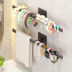 Bathroom Shelf Hair Accessory Storage Organizer Hair Clips Elastic Bands Hair Ties Wall-Mounted Storage Rod Towel Rack