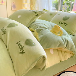 Winter Thickened Milk Velvet Four-Piece Bedding Set 2025 New Double-Sided Fleece Coral Fleece Bed Sheet Duvet Cover Three-Piece Set