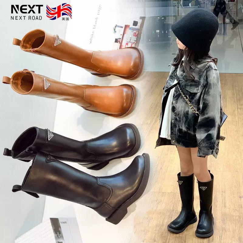 英国next road女童靴子2024春季新款儿童洋气公主鞋子休闲长筒靴-Taobao