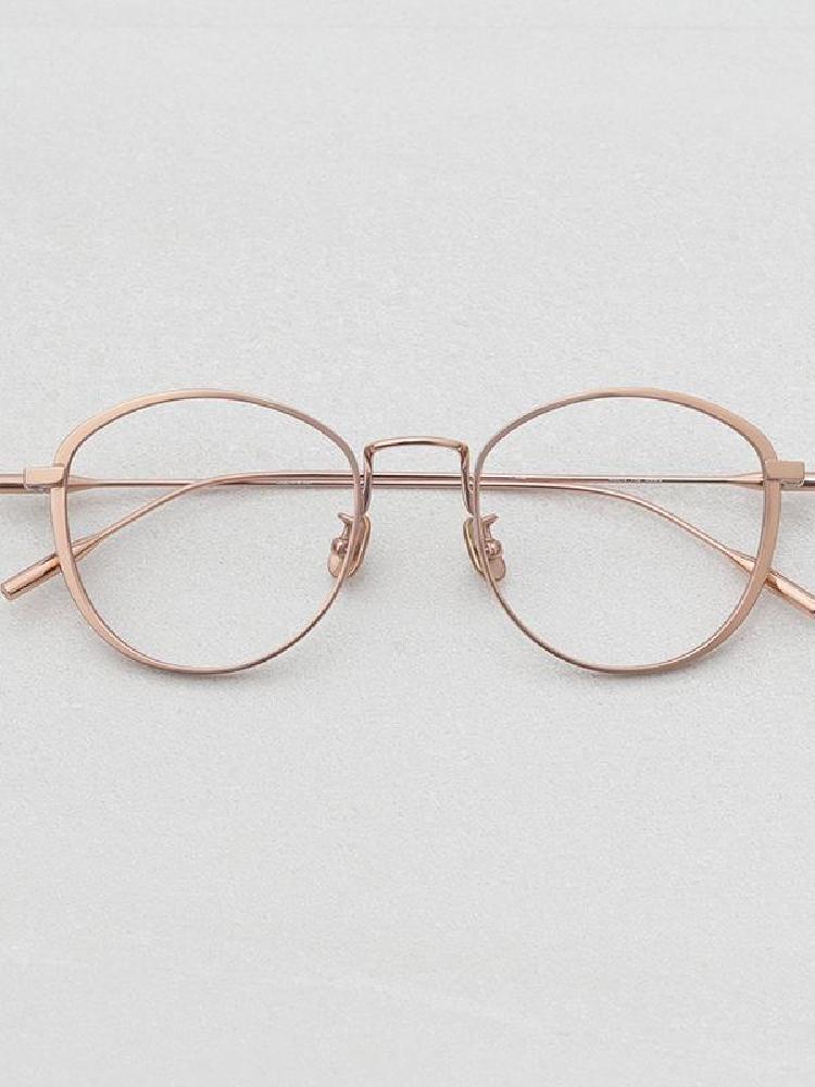 日本进口轻奢设计粉金色近视眼镜架