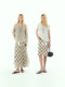 
CLEON/2025 Spring New Natural Ramie Check Flowing Mid-length H-Shaped Long Skirt Skirt