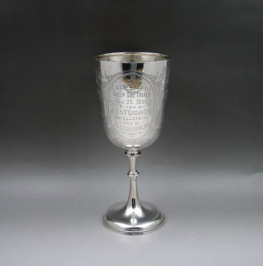 英国伦敦1893年纯银酒杯红酒杯奖杯西洋银器古董收藏-Taobao Singapore