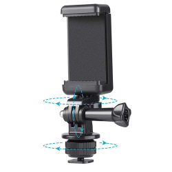 Hot shoe universal mobile phone holder E-shaped double hole clip