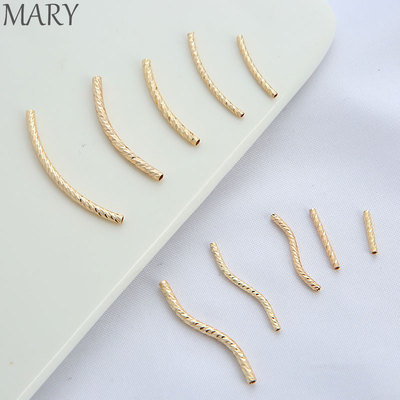 14k Gold-filled Color-preserving Faceted Hollow Elbow Handmade Diy Bracelet Jewelry Accessories Necklace Straight Tube S | EBUY7