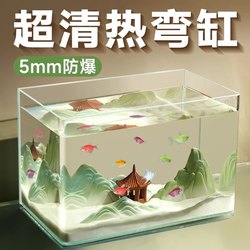 2025 new ultra-clear glass hot-bent fish tank desktop small aquarium living room aquatic plants landscaping turtle ecological tank