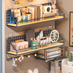 Wall-Mounted Storage Rack, No-Drill, for Student Dormitory Bedside, Dormitory Essential, Wall Hanging Basket, Bedroom Storage Shelf