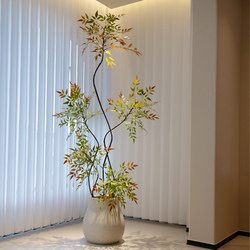 Colorful Artificial Greenery of Nandina, Pu Indoor Living Room Balcony Fake Tree, Large Floor-Standing Potted Plant Decoration