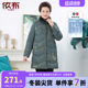 Ibu mother is equipped with noble rabbit hair collar down jacket, the middle -aged and elderly temperament, the middle -length coat thickened warm top
