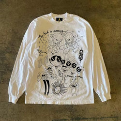 Make Money and Do Charity! Three-Thread 310 Pure Cotton Double Yarn! Upward Hero Non-Transparent American Style Couple's Long-Sleeved T-Shirt for Women and Men