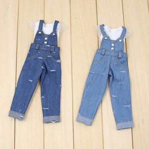 Icy DBS Little cloth doll clothing OB24T shirt strap jeans jeans set az Lijia small cloth baby clothes
