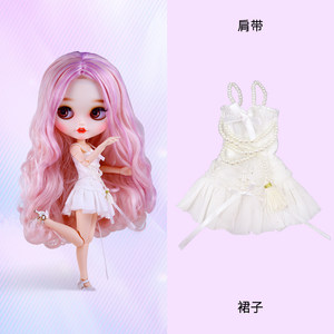 ICY DBS small doll clothes pearl white lady suspender small dress 19 joints Lijia ob24 doll clothes
