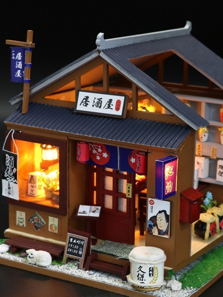 小屋居酒屋手工制作日式场景店铺房模型