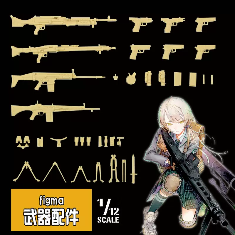 现货树脂白模1 12 Figma 配件武器仿真枪械武器系列二星升模型