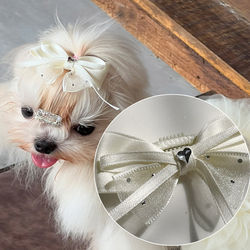 Pet luxury hairpin bow with diamond clip