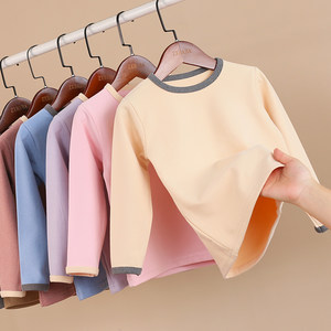 Children grinding virtue thickened bottoming shirt autumn and winter children's clothing male and female children's warm long -sleeved T -shirts small middle school children Qiuyi
