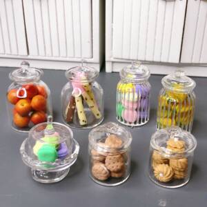1: 12 Doll house accessories mini scene model decoration mini biscuit Dim sum cookie glass Dim sum jar