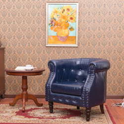 American single leather fabric sofa chair small apartment cafe European style simple living room pull button double sofa chair