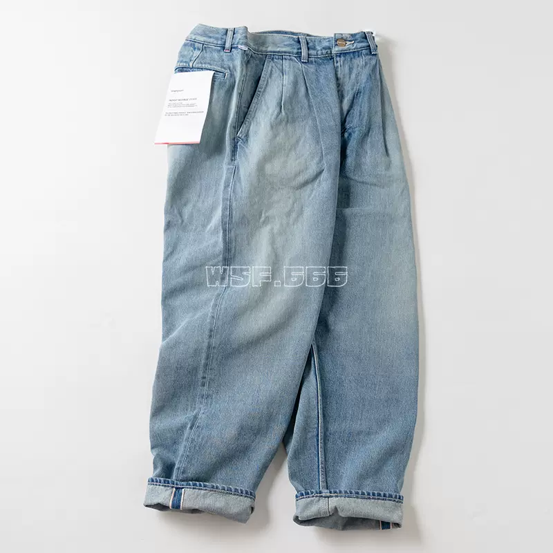 現貨GRAPHPAPER Denim Two Tuck Tapered 水洗直筒錐形牛仔褲23AW-Taobao