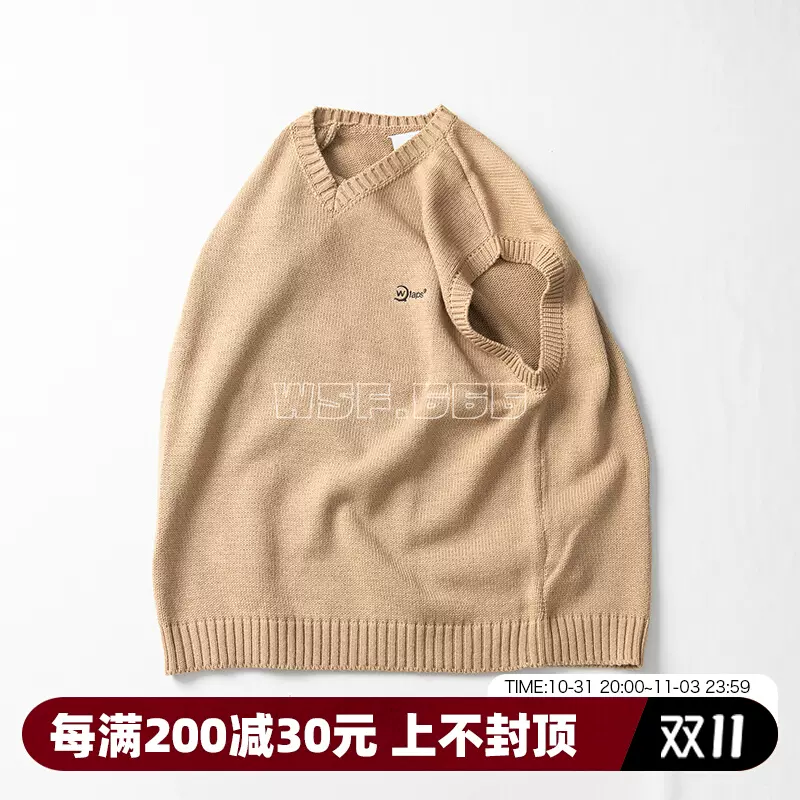 現貨WTAPS DITCH VEST POLY V 休閒領刺繡寬鬆針織馬甲背心21AW-Taobao