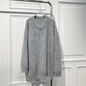 
2025 new autumn style loose slimming age-reducing zipper coarse knitted sweater jacket for women comfortable lazy soft top trendy