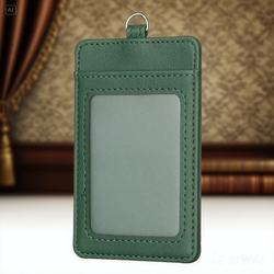 Genuine Leather Work Badge Card Holder Document Holder with Lanyard Work Badge Dual Card Employee Badge Holder Work Badge Access Control Card Holder