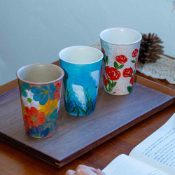 Jingdezhen Ceramic Cup Water Cup Ceramic Cola Cup Underglaze Color Chinese Style Household New Hand-Painted Water Cup Milk Cup
