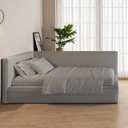 Modern Minimalist Nordic Fabric Bed, Children's Bed, Splicing Bed with Guardrail, Bedside Bed, Widened Bed, Small Bed, Parent-Child Bed