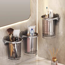 Bathroom Toothbrush Holder Storage Tube, Wall-Mounted, No-Drill, Comb, Toothpaste, Dental Tools, Wash Storage Cup