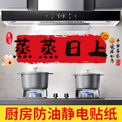 Kitchen Oil-Proof and High-Temperature Resistant Stickers, Electrostatic Wall Stickers, Stove Range Hood Tile Wall Waterproof and Fireproof Film Wallpaper