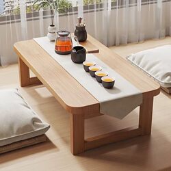 Rubberwood Foldable Low Table, Bay Window Table, Bed Study Table, Solid Wood Small Coffee Table, Household Tatami Table, Kang Table