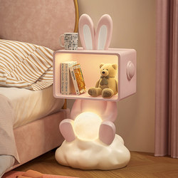 Creative Children's Room Bedside Table Small Storage Table Lamp Rabbit Girl Bedroom Cartoon Cute Modern Simple Girl's Room