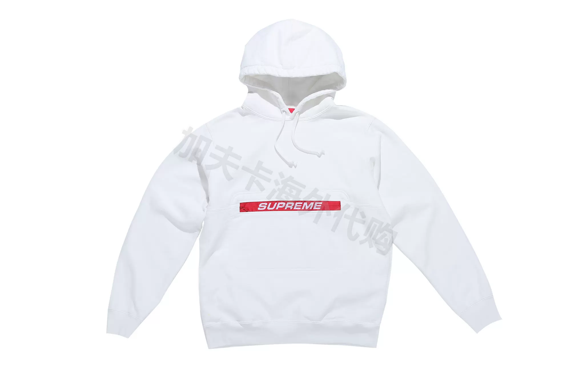 现货Supreme 19SS Zip Pouch Hooded Sweatshirt 口袋大LOGO帽衫-Taobao